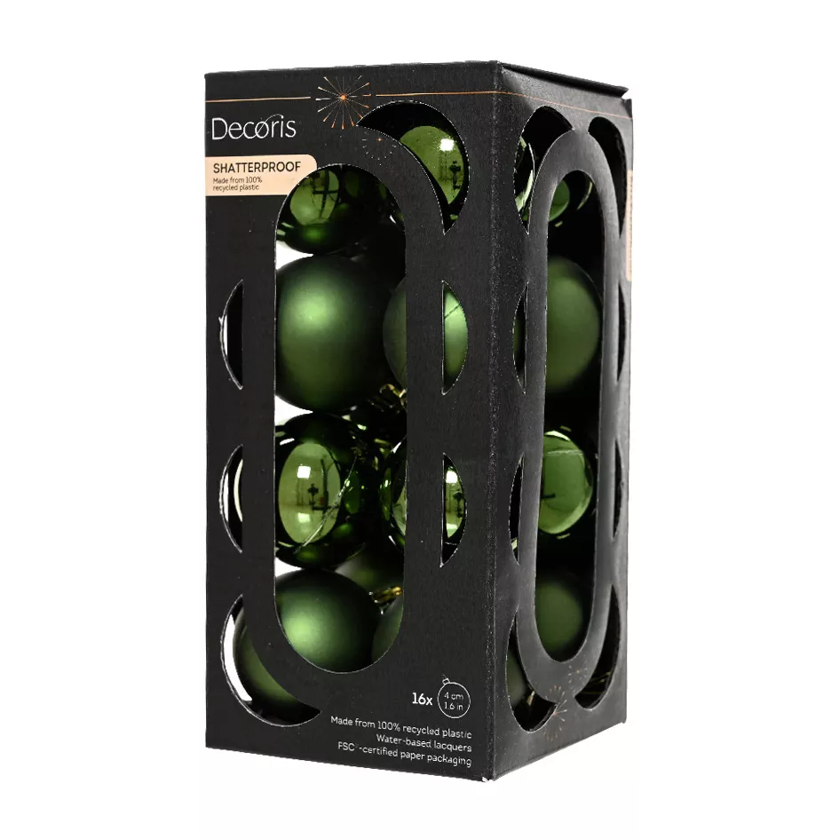 BOITE DE 16  Boules polystyrene dia4cm vert pin ARAVIS (EMBALLAGE 100% RECYCLE certifié fsc)