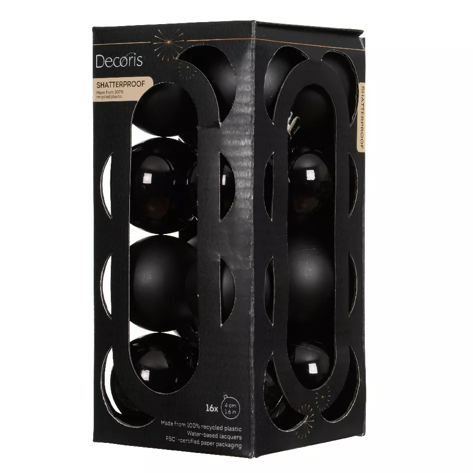 BOITE DE 16  Boules polystyrene dia4cm noir ARAVIS (EMBALLAGE 100% RECYCLE certifié fsc)
