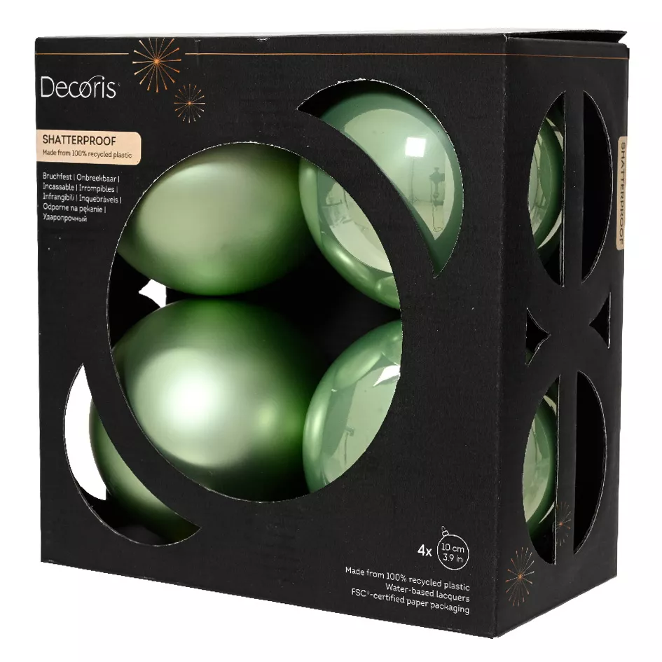 Lot de 4 boules de Noël (D100 mm) Aravis Vert Matcha