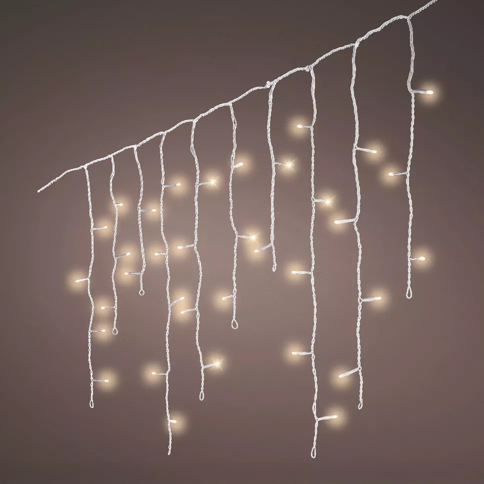 Stalactite lumineuse 30 m 900 LED câble noir Stars Grande hauteur XL Timer Blanc Chaud