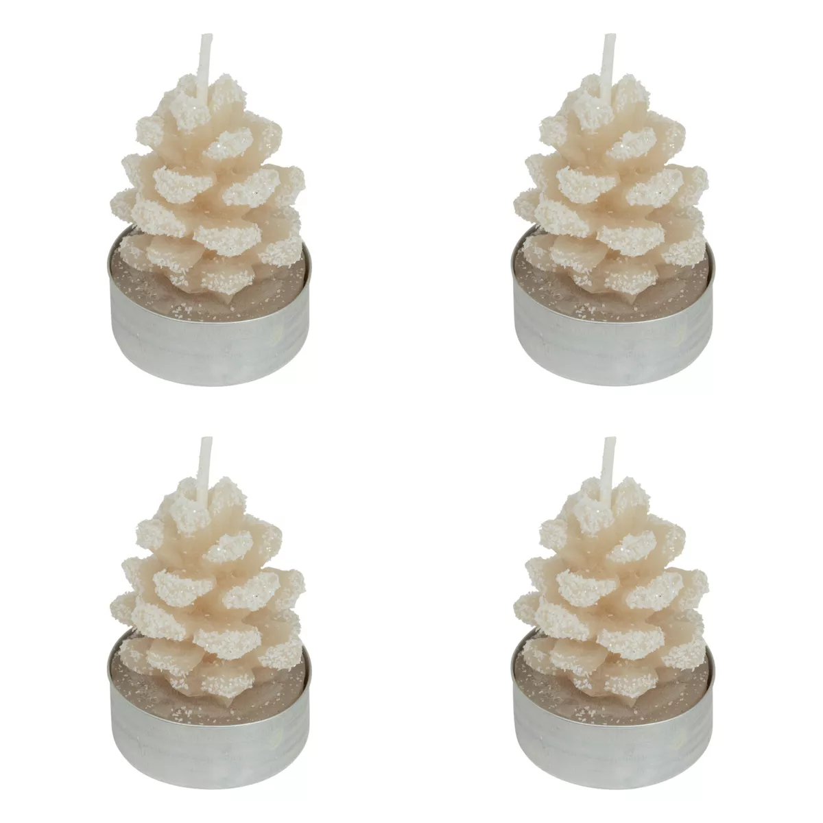Lote de 4 velas de té Piña nevada Beige