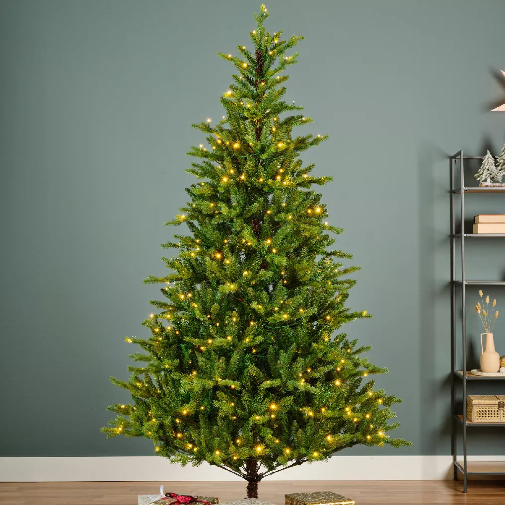 Sapin de Noël artificiel lumineux 560 LED H240 cm Allix Vert sapin