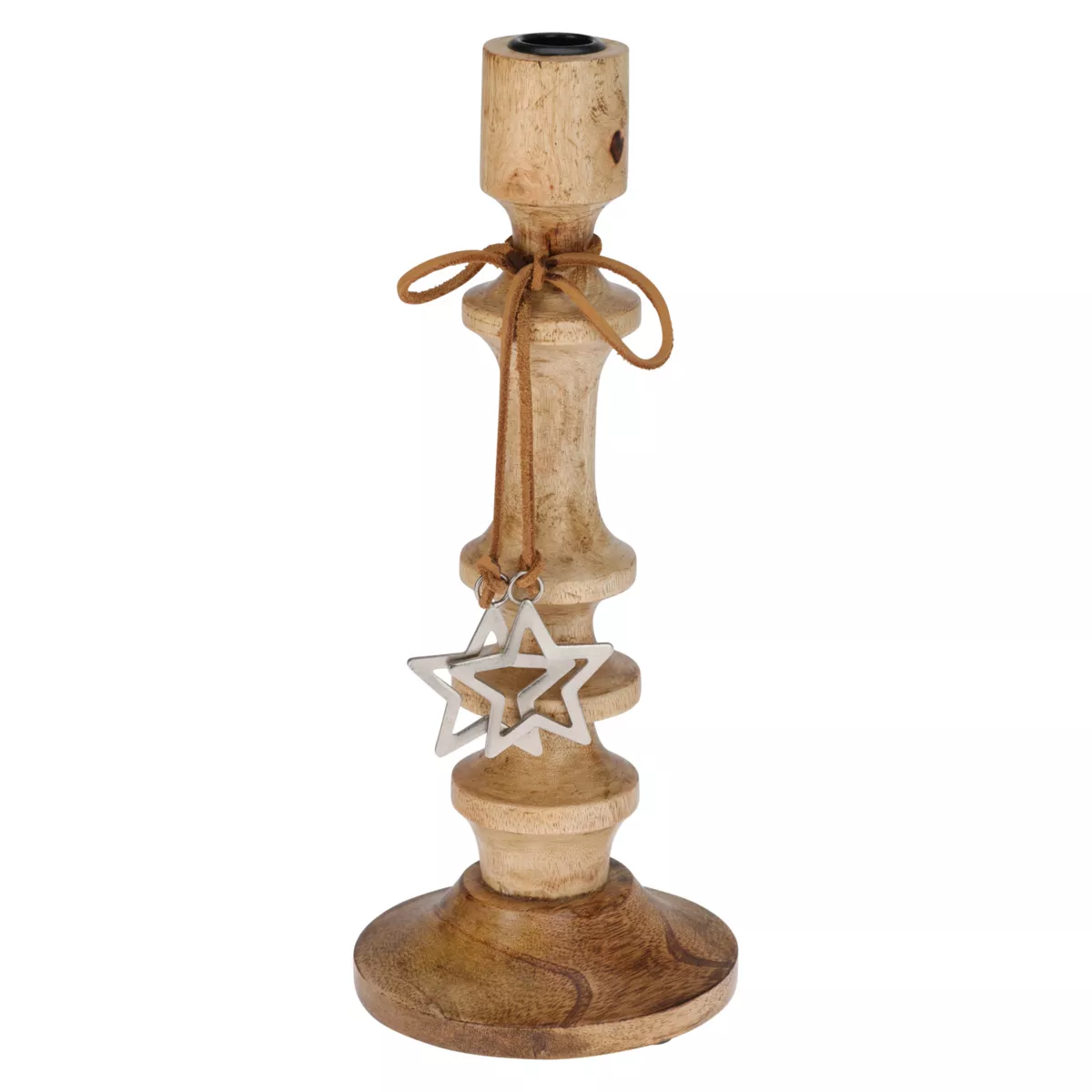 Candelabro de madera (H30 cm) Estrella de Navidad Natural