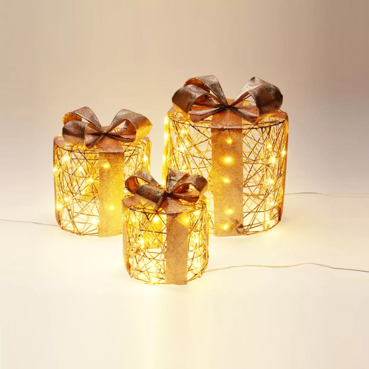 LOT DE 3 CADEAUX LUMINEUX COULEUR CHAMPAGNE