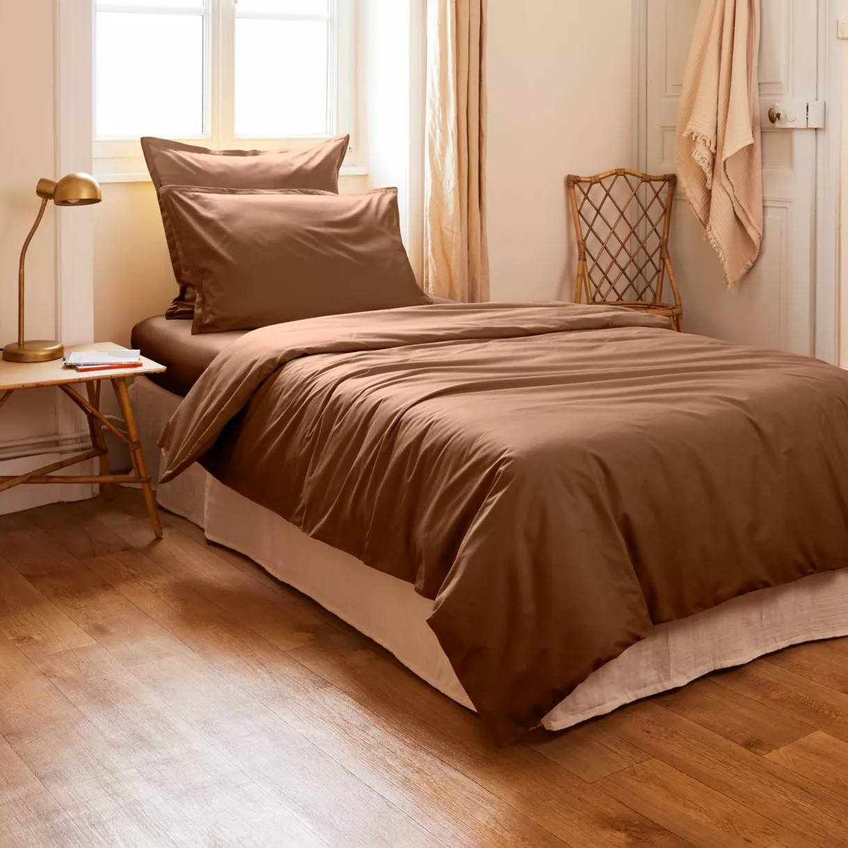 Housse de couette percale de coton (140 x 200 cm) Cali Cappuccino