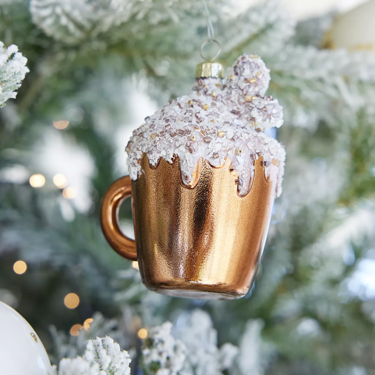 Taza de café para colgar (H9 cm) Irrompible y con purpurina Marrón