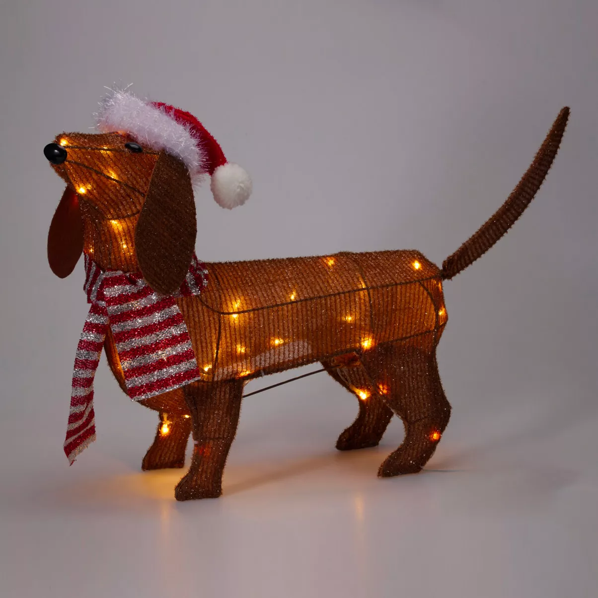 CHIEN LUMINEUX WITH HAT 70CM LED BROWN