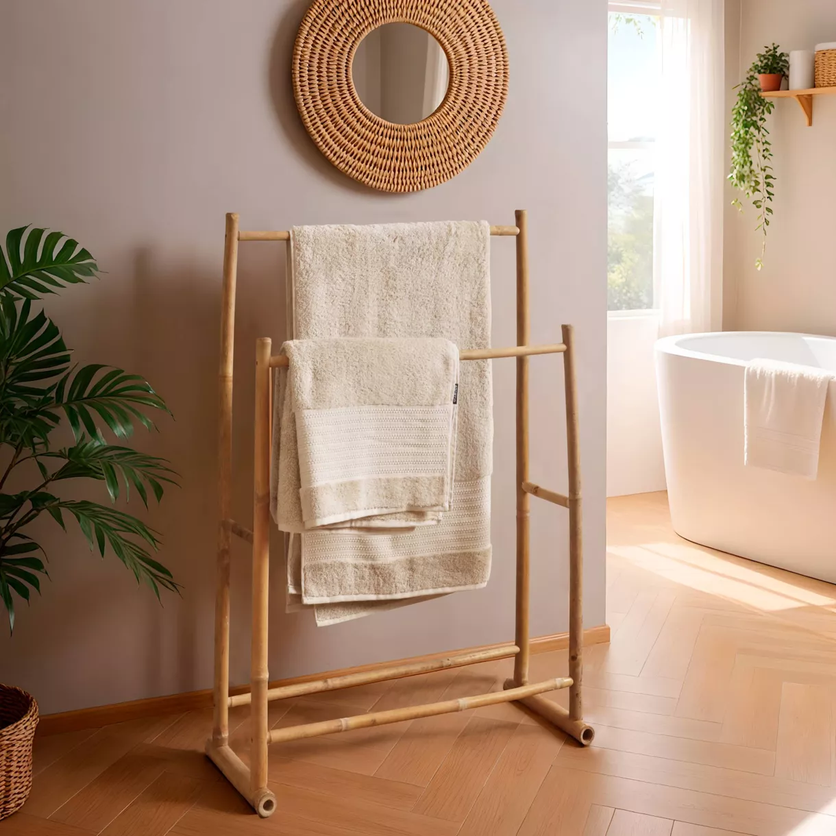 Toallero caña de bambú 2 niveles (H104 cm) Bali