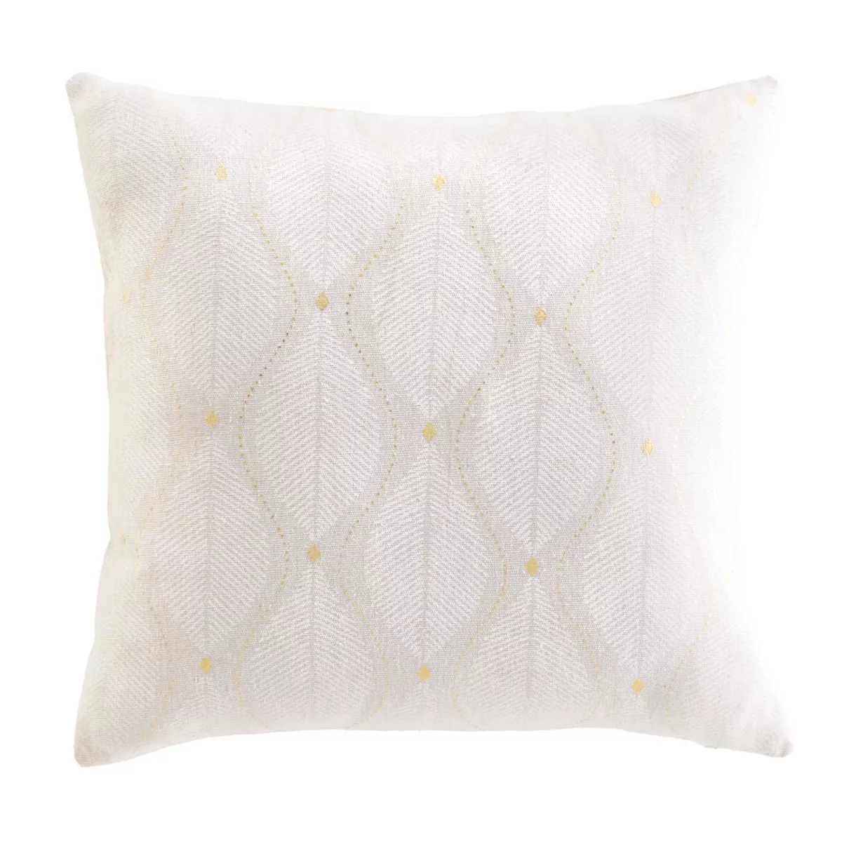 Coussin DŽhoussable (45 x 45 cm) Maho Blanc, Polycoton ImprimŽ MŽtallisŽ