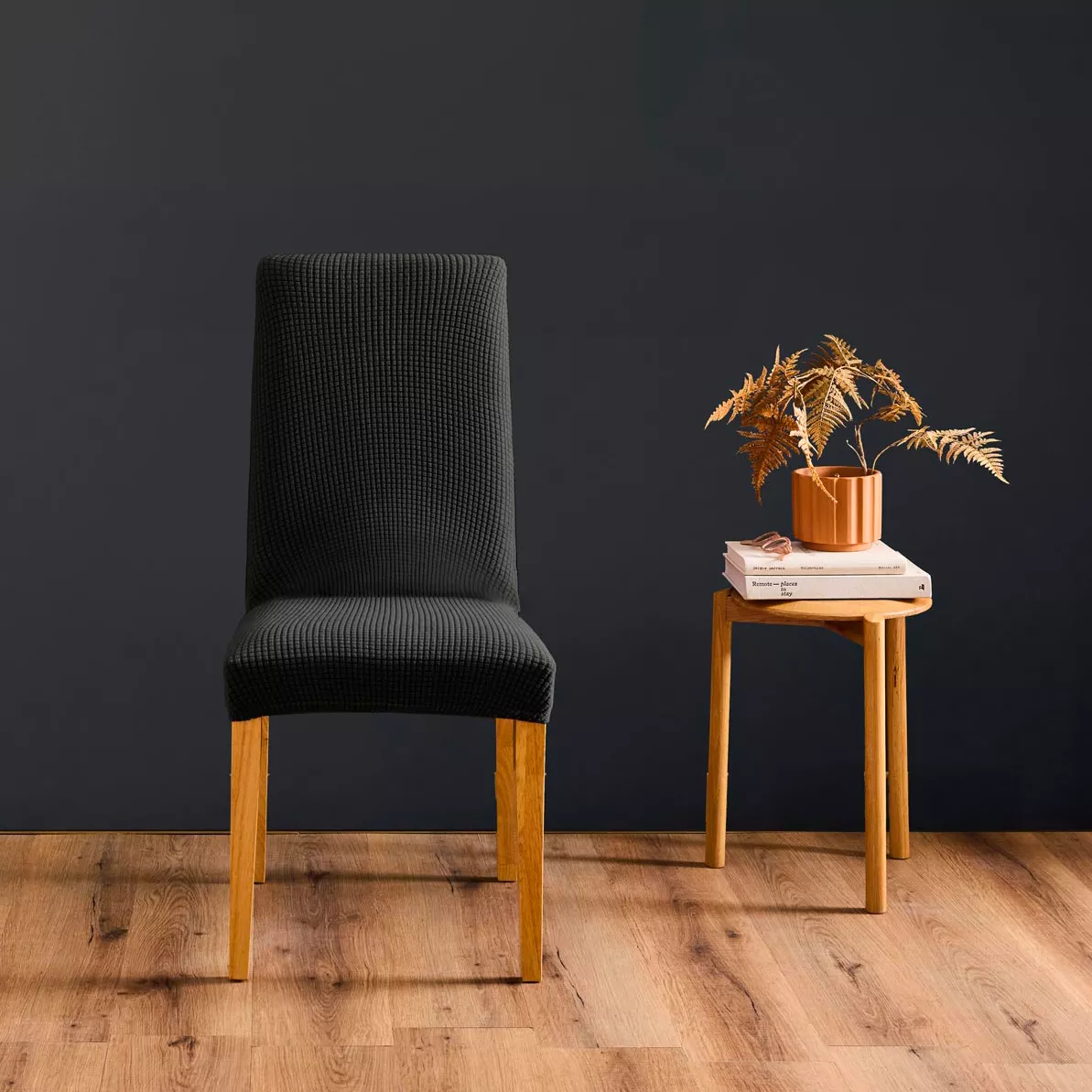 Housse de Chaise Extensible (40 x 40 x 65 cm) Sacha Noir, Polyester GaufrŽ