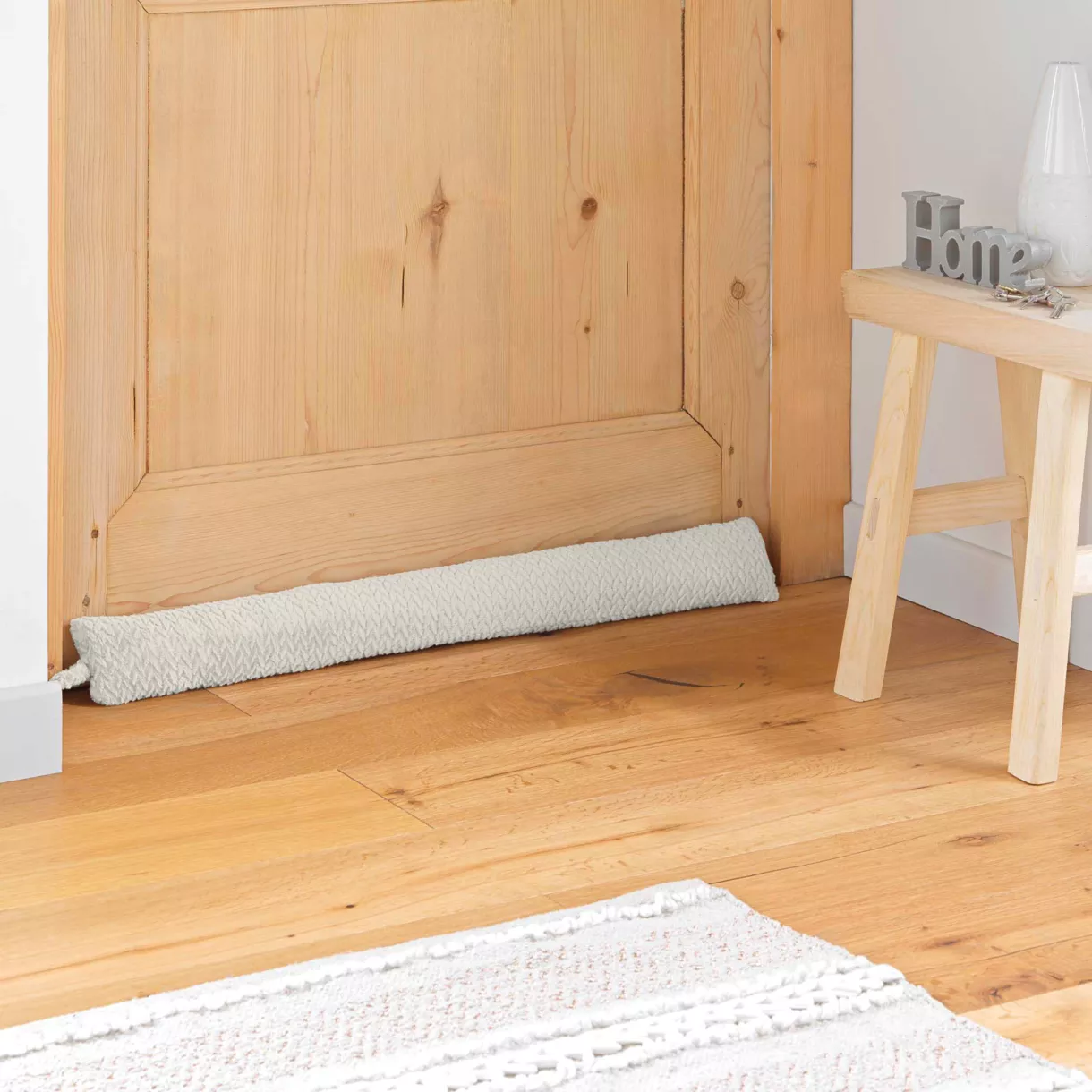Bas de Porte (80 x 10 cm) Flanela Naturel, Flanelle Relief Unie