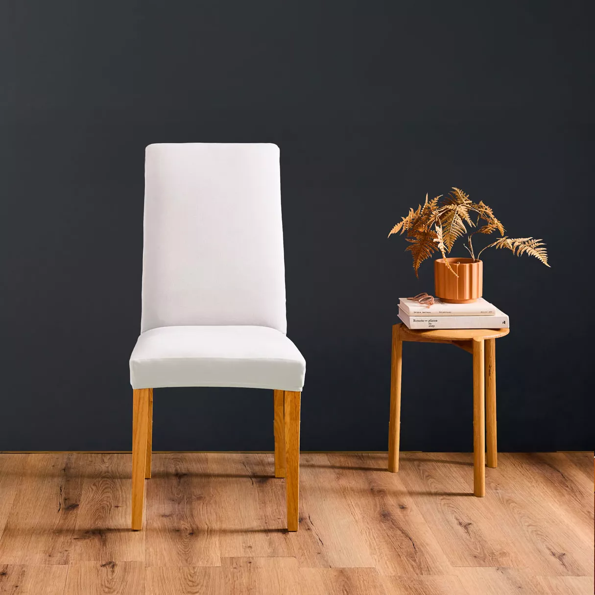 Housse de Chaise Extensible (40 x 40 x 65 cm) Mila Blanc, Polyester Uni