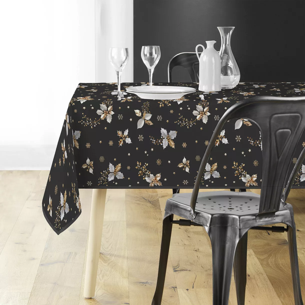 NAPPE RECTANGLE 150 x 240 CM POLYESTER IMPRIME GUIDO ANTHRACITE