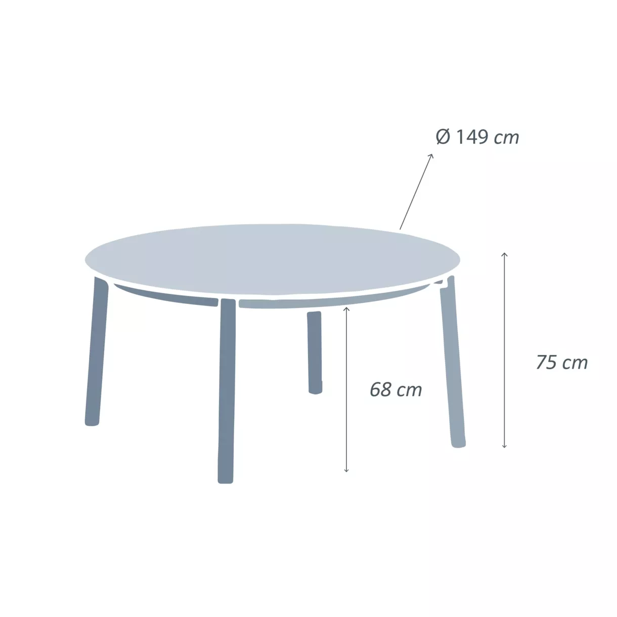 Ronde tuintafel van aluminium 8 zitplaatsen 1-delig (Ø149 cm) Monte Carlo Antracietgrijs