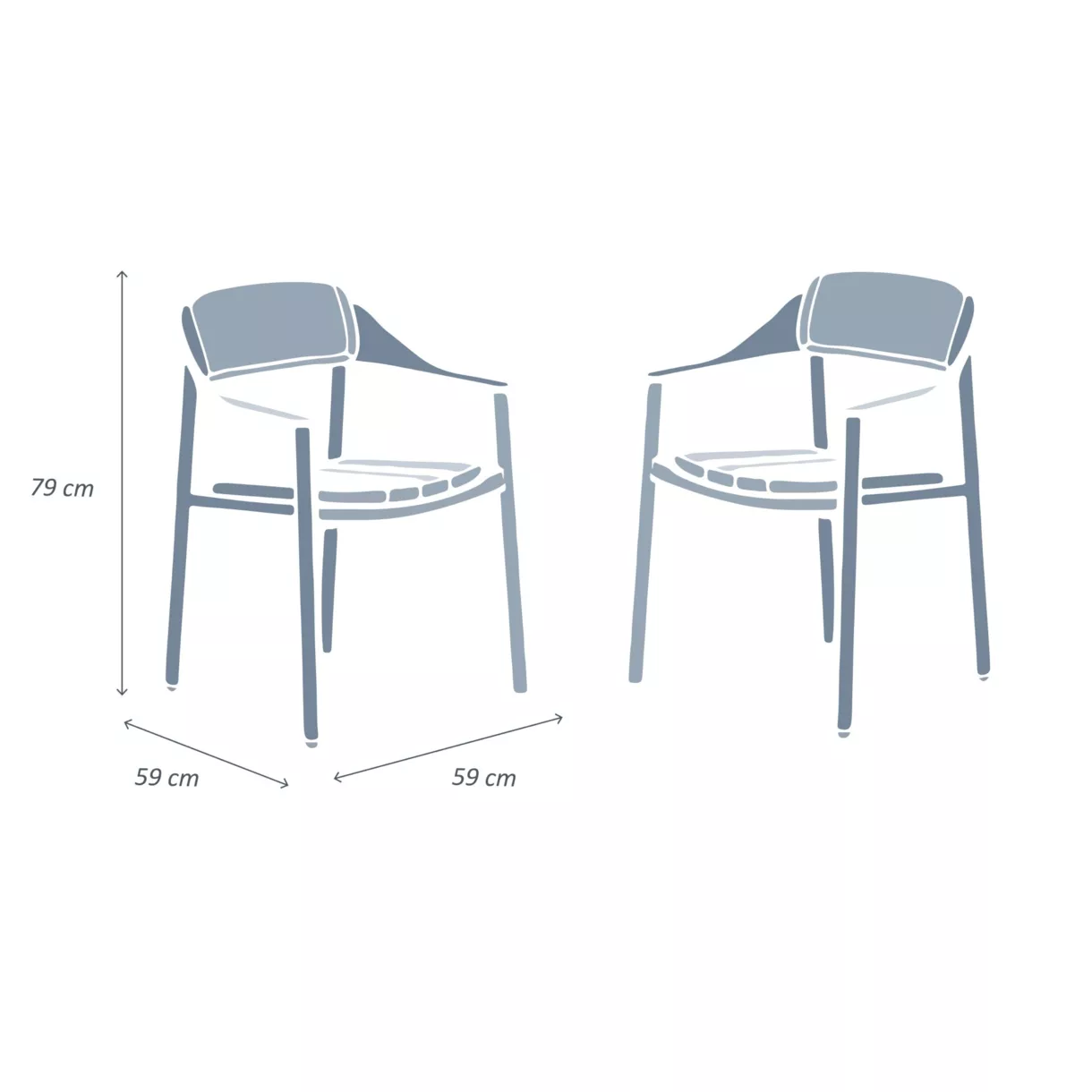 Lote de 2 sillones de jardín de aluminio Monte Carlo Blanco 