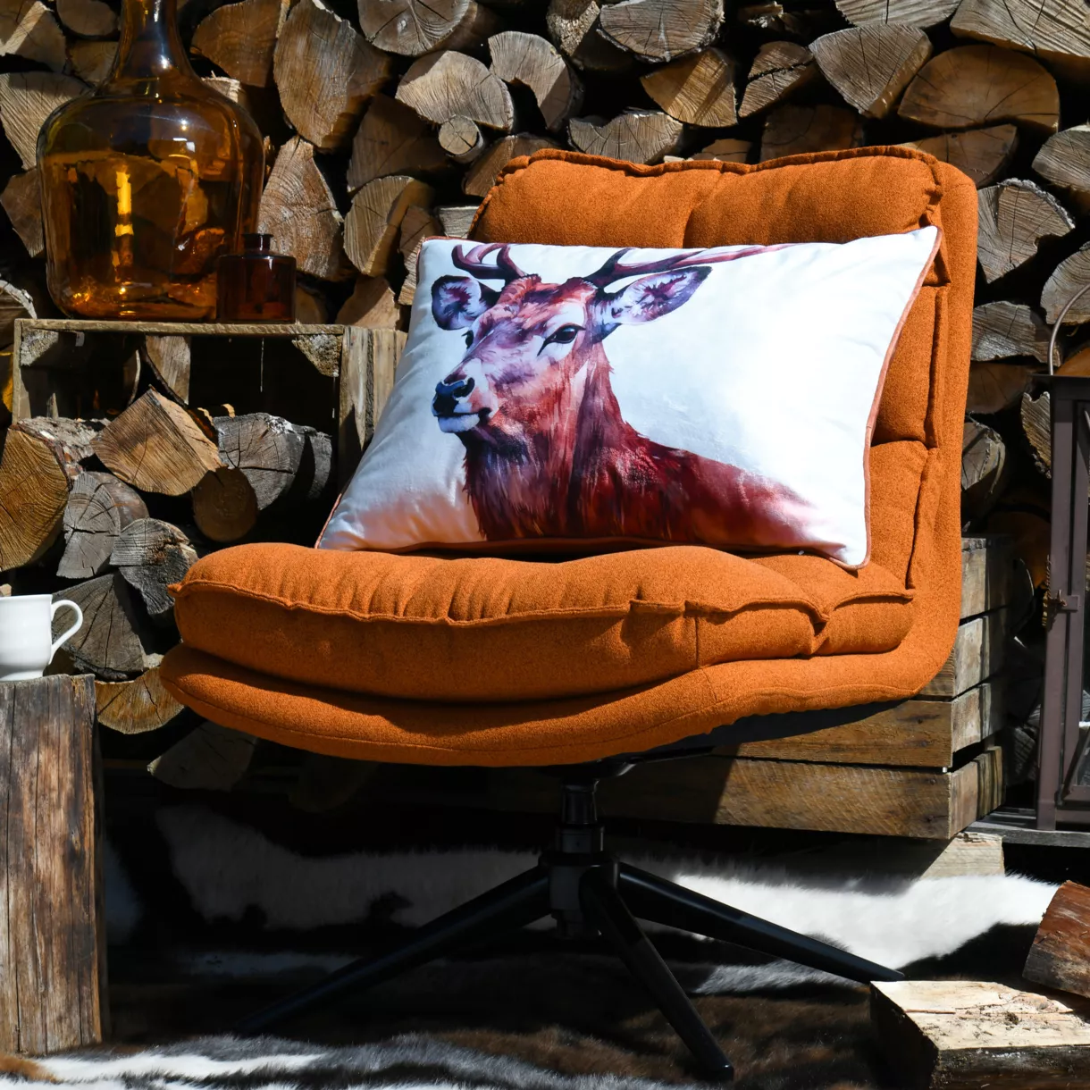 COUSSIN FAUNE BRUN 40X60