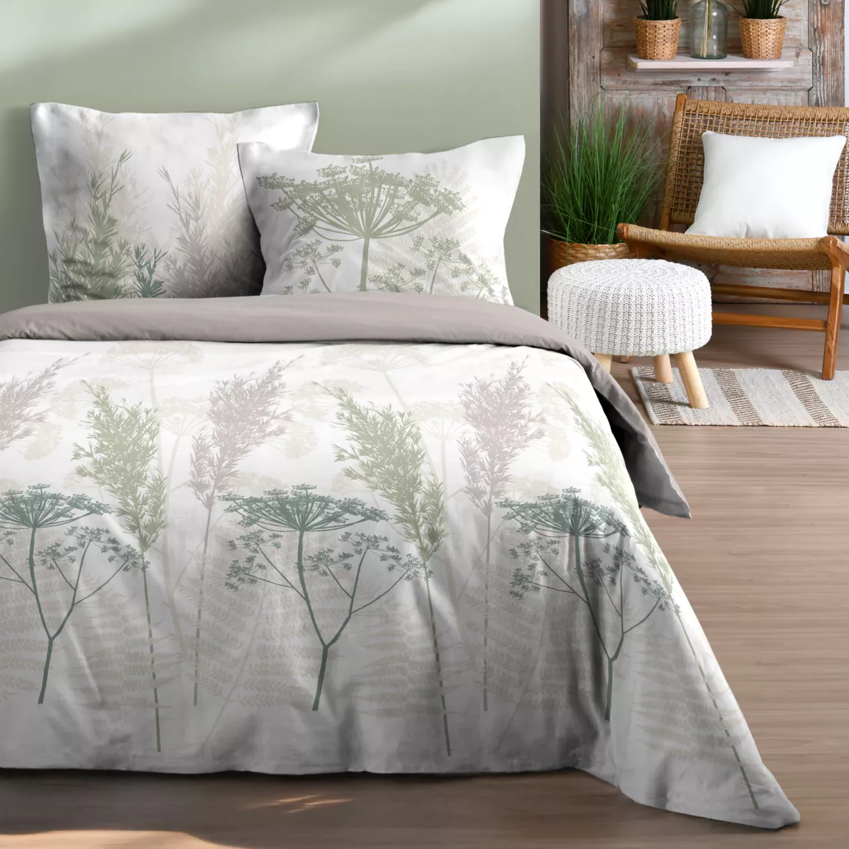 PARURE HOUSSE DE COUETTE GRETA SAUGE 240X220