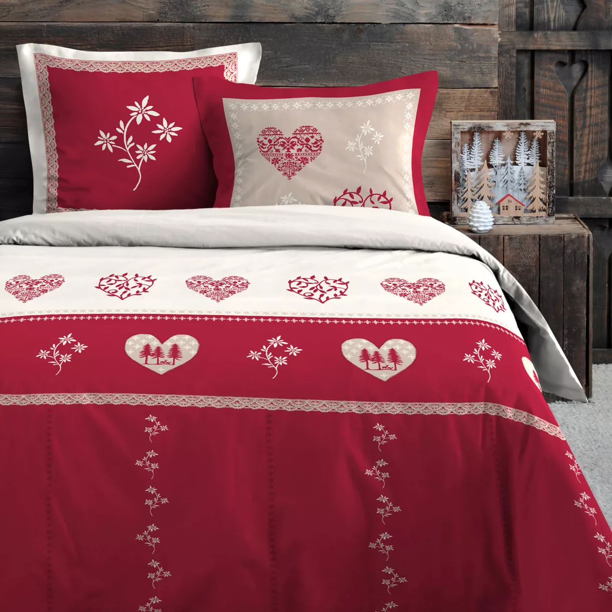 PARURE HOUSSE DE COUETTE MODANE ROUGE 260X240