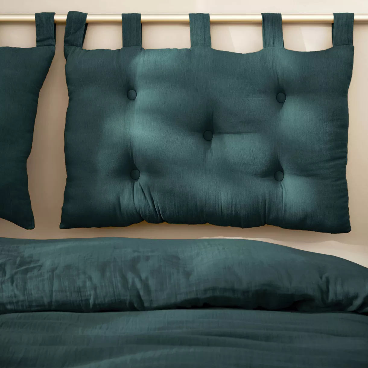 Tête de lit coussin gaze de coton (80 x 50 cm) Gaïa Vert sapin
