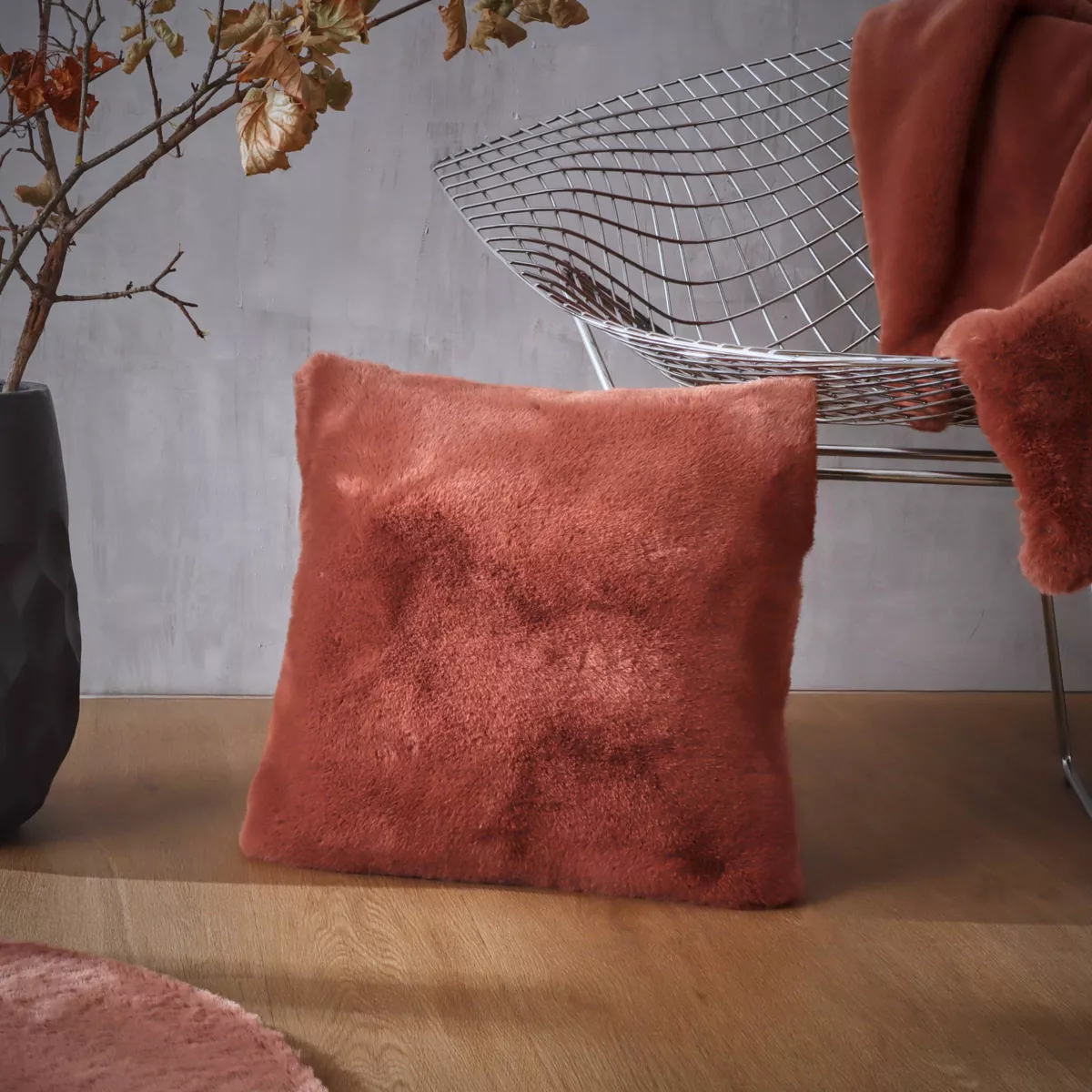 Cojín cuadrado de piel sintética (45 x 45 cm) Finn Terracota