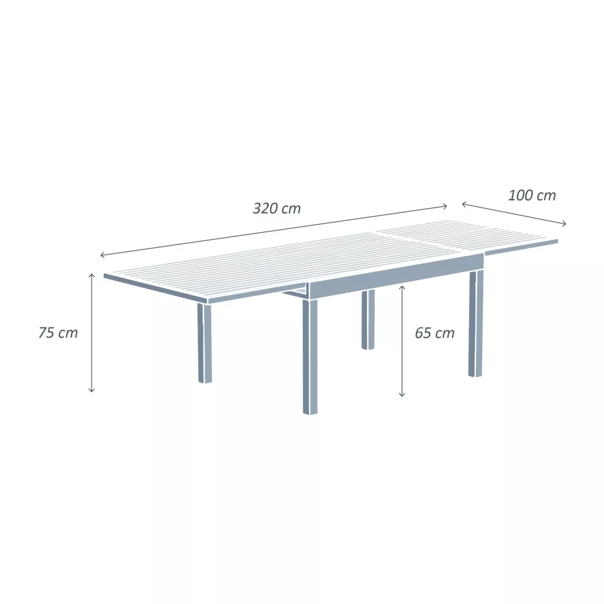 Tuintafel uitschuifbaar 12 personen Aluminium hout effect Murano (320 x 100 cm) - Wit 6
