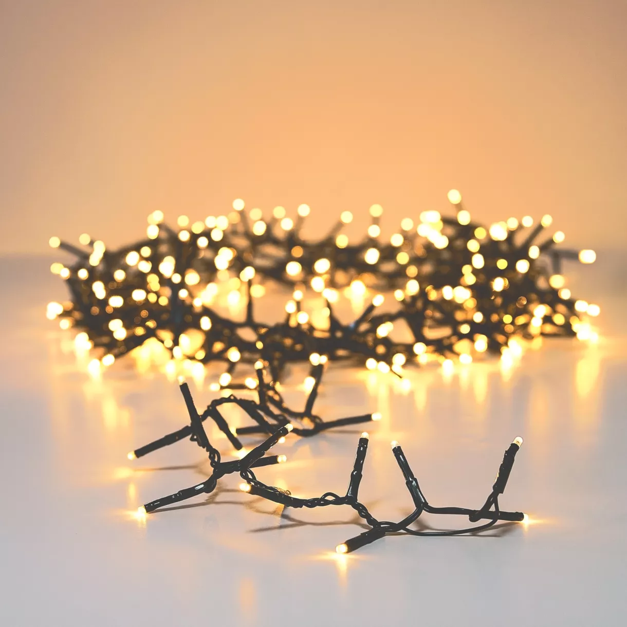 Guirlande lumineuse 7,50 m 350 LED câble vert Luxe Blanc chaud Champagne