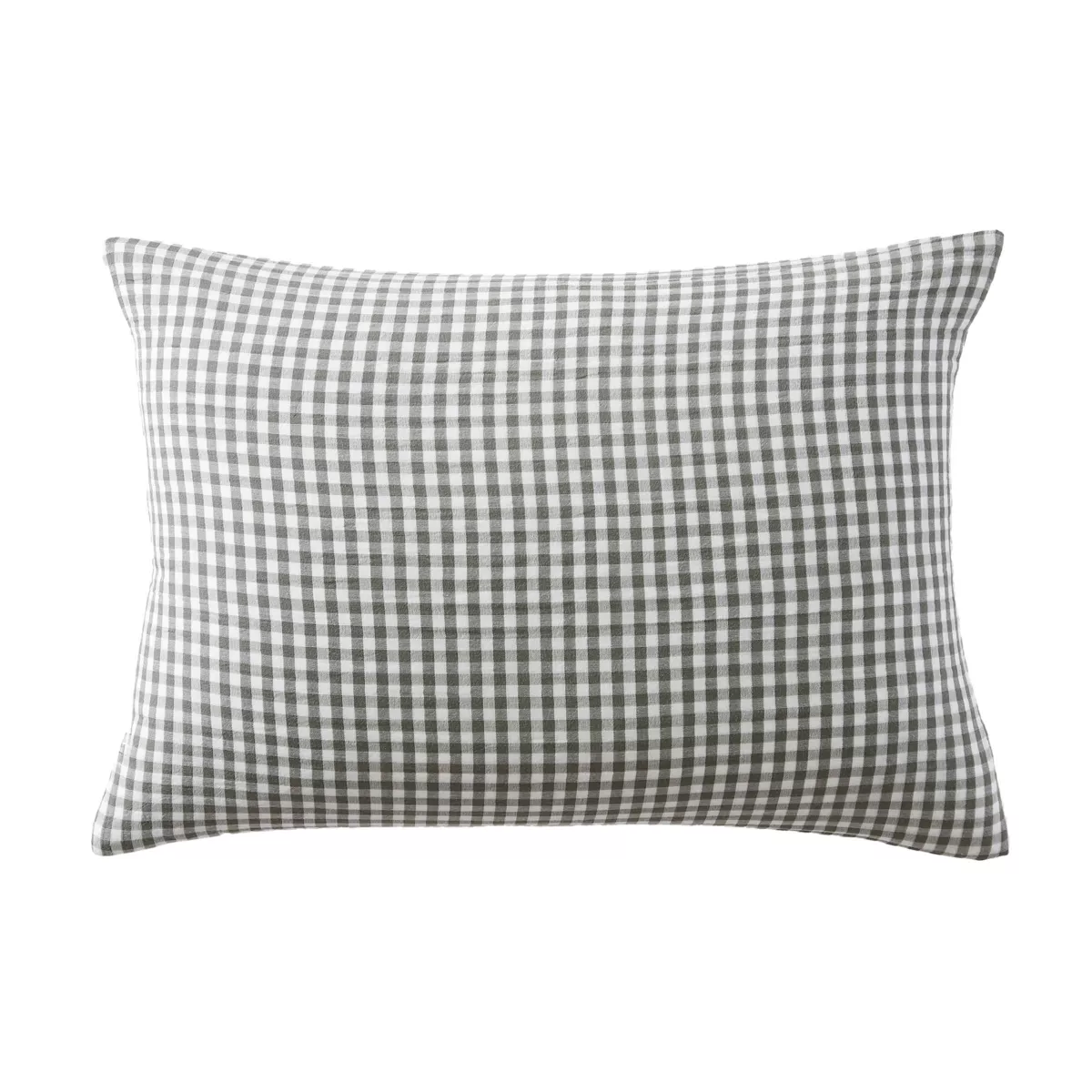 Taie d'oreiller rectangulaire gaze de coton (50 x 80 cm) Gaïa Vichy Vert romarin