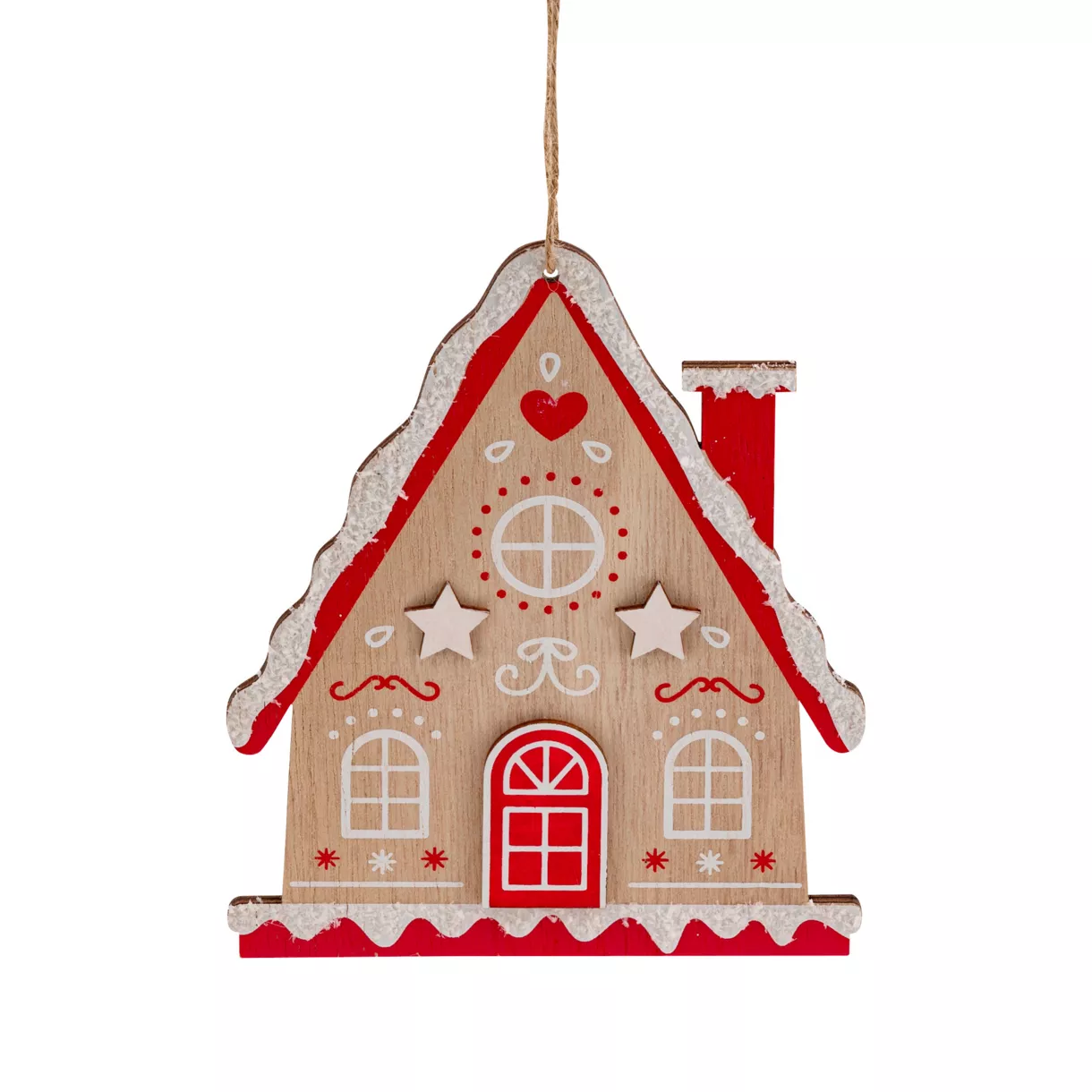 SUSPENSION DE NOEL BOIS MAISON BISCUIT 15CM
