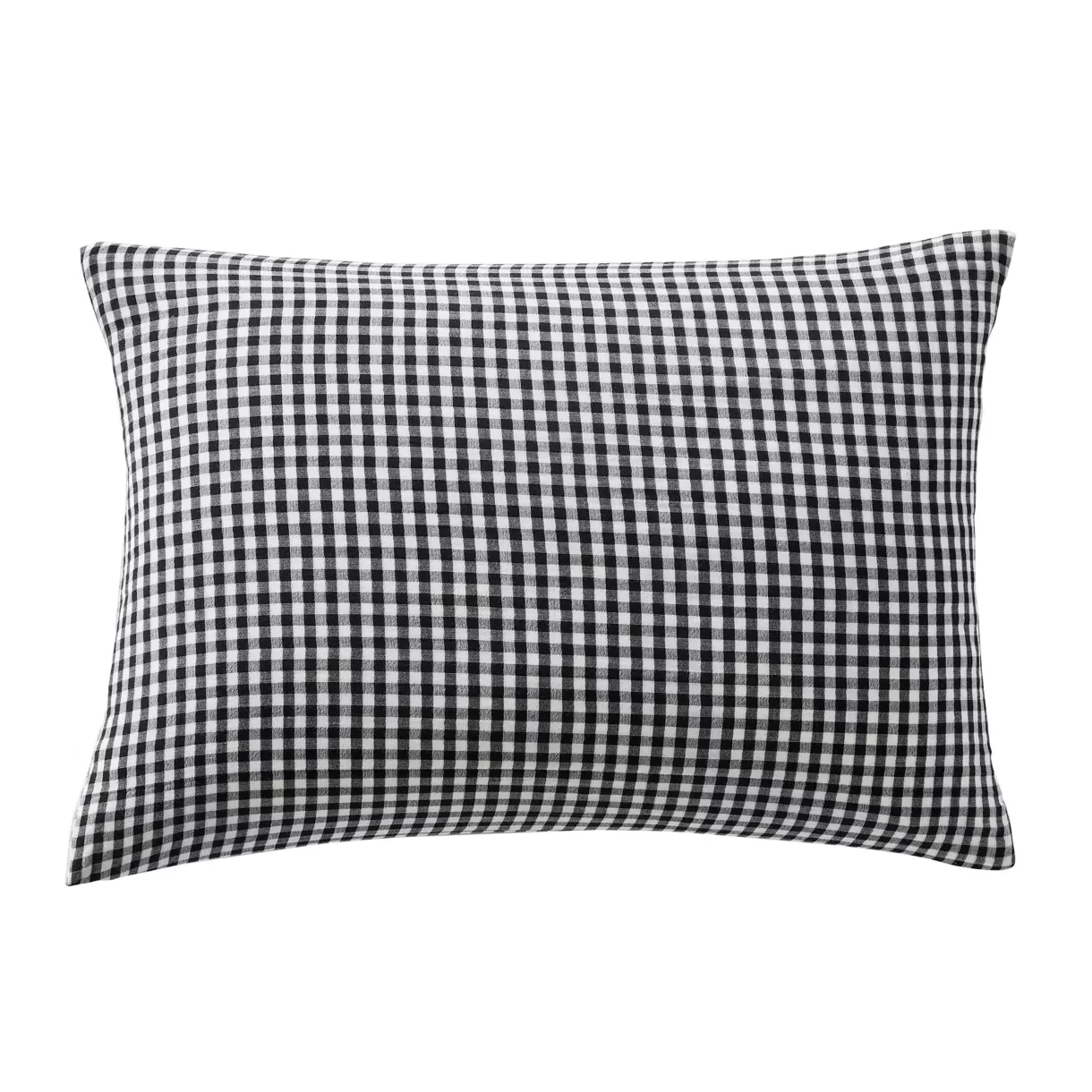 Funda de almohada rectangular en gasa de algodón (50 x 70 cm) Vickie Negro