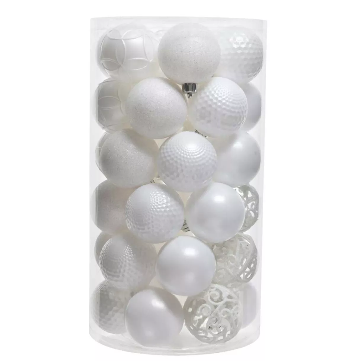 Lot de 37 boules de Noël (D60 mm) Alpine mix Blanc 1