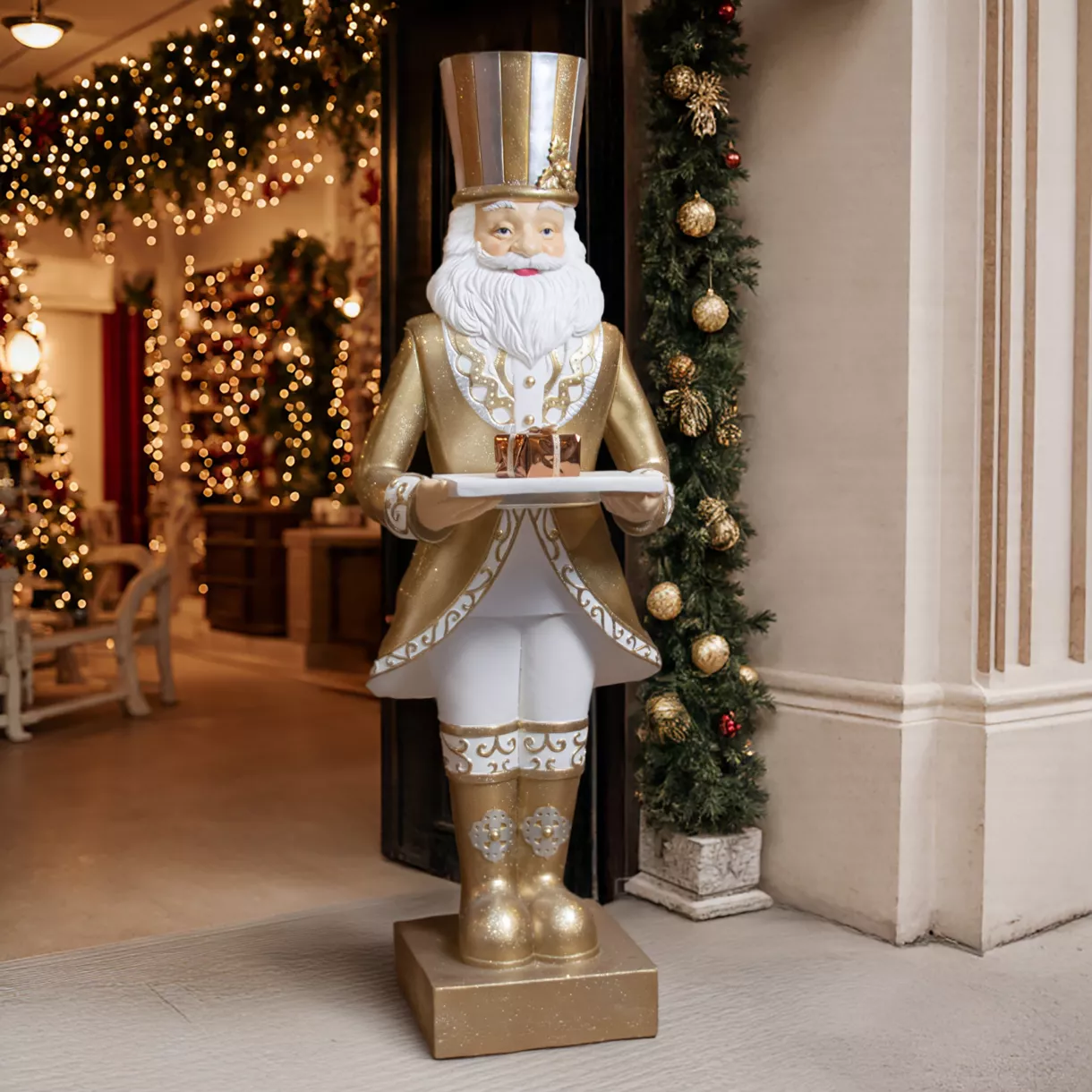Babbo Natale Gigante (H175 cm) Gabriel vestito d'Oro