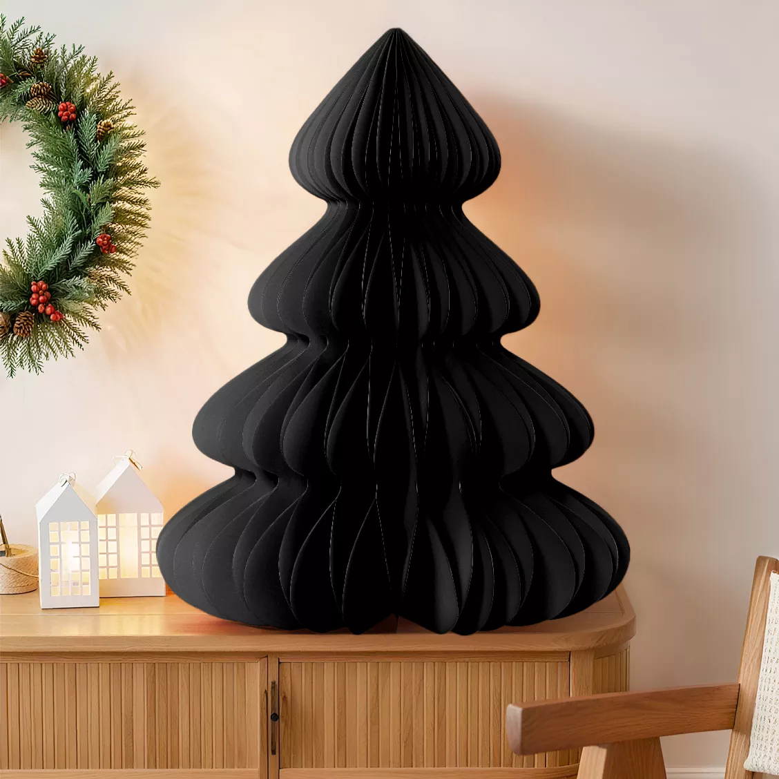 Sapin papier à poser (H90 cm) Fermeture Magnétique Noir