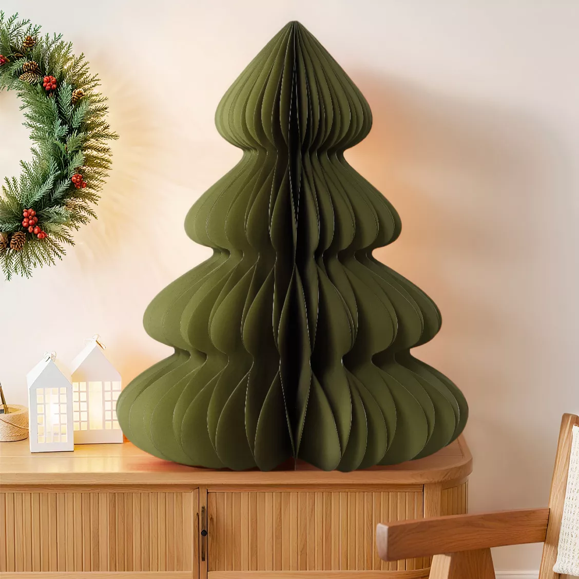 Sapin papier à poser (H90 cm) Fermeture Magnétique Vert