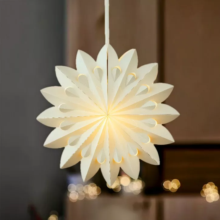 Hangende LED-papierlamp (D60 cm) Origami Floralia Grijs