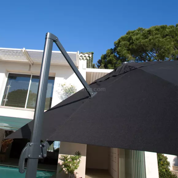 Parasol de brazo lateral cuadrado Bahia (3 x 3 m) - Antracita 3
