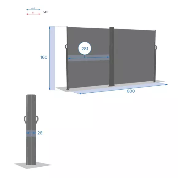 Paravent rétractable double Capao - Gris graphite