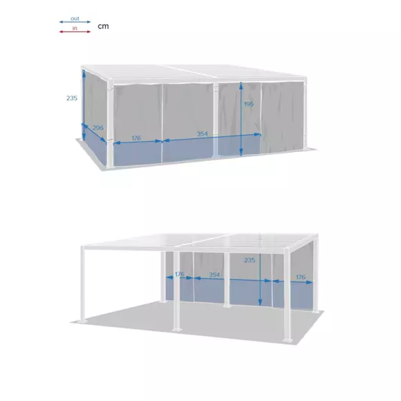 Lote de 8 cortinas para toldo Avila (7,2 x 3 m) - color Pizarra 3