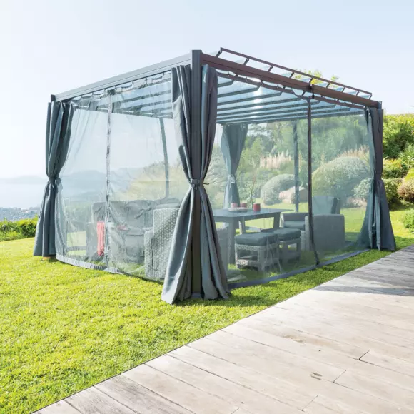 Lot de 4 moustiquaires pour tonnelle Belize (3 x 3,6 m) - Ardoise 2