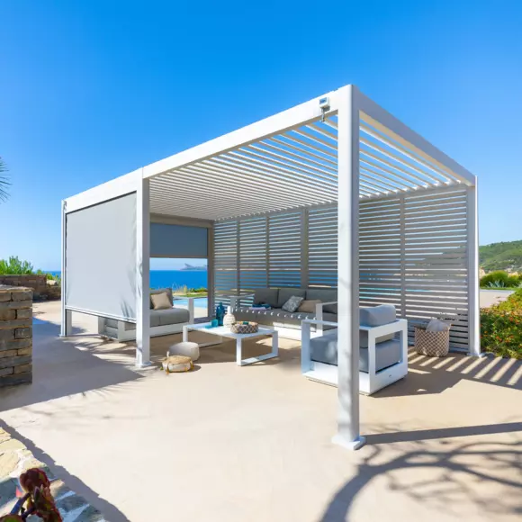 Louvre zijpaneel voor  pergola Evora GM et PM - Wit 2