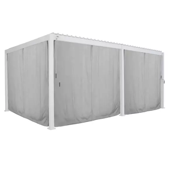 Set van 6 gordijnen met rails voor pergola Evora (6 x 3,6 m) - Licht grijs 2