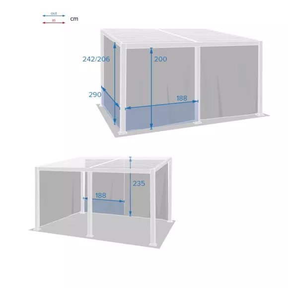 Lote de 4 cortinas para toldo Avila (4 x 3 m) - color Pizarra 3