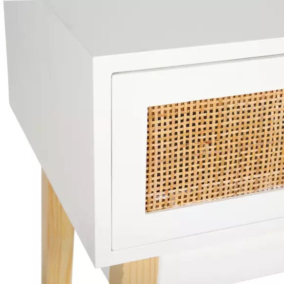 Table de chevet enfant cannage César Blanc 2