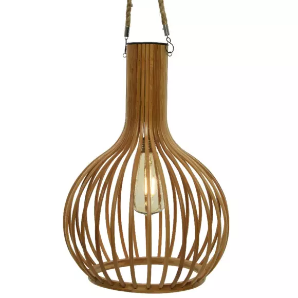 Suspension solaire LED Bambou - Naturel/Blanc chaud 3