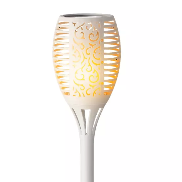 Borne de jardin solaire effet Flamme Arabesque - Blanche 2
