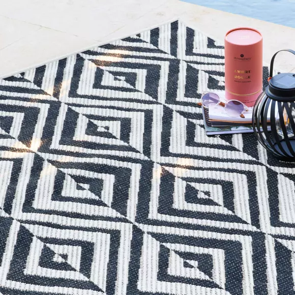 Tapis d'extérieur (120 x 160 cm) Losange Noir 2