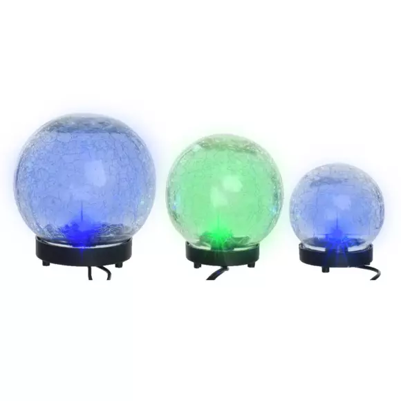 Lot de 3 bornes de jardin solaires Boule - Multicolore 3
