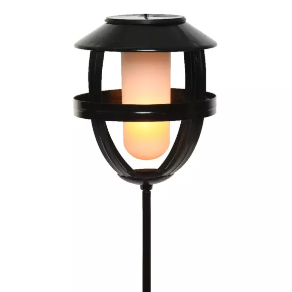 Borne de jardin à LED solaire Effet flamme - Noir 2