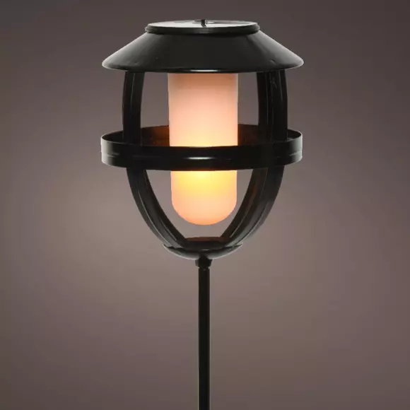 Borne de jardin à LED solaire Effet flamme - Noir 3
