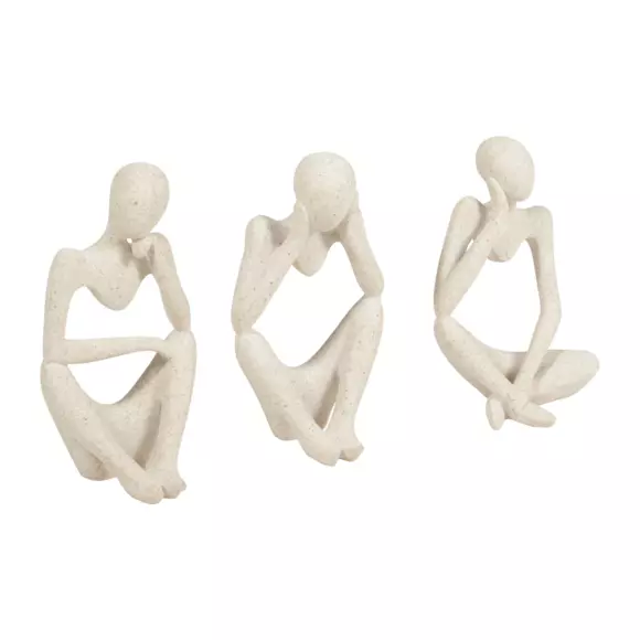 Set van 3 hedendaagse standbeelden (H22 cm) Dolo Wit