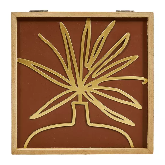 Boite bois Fleur Or 2